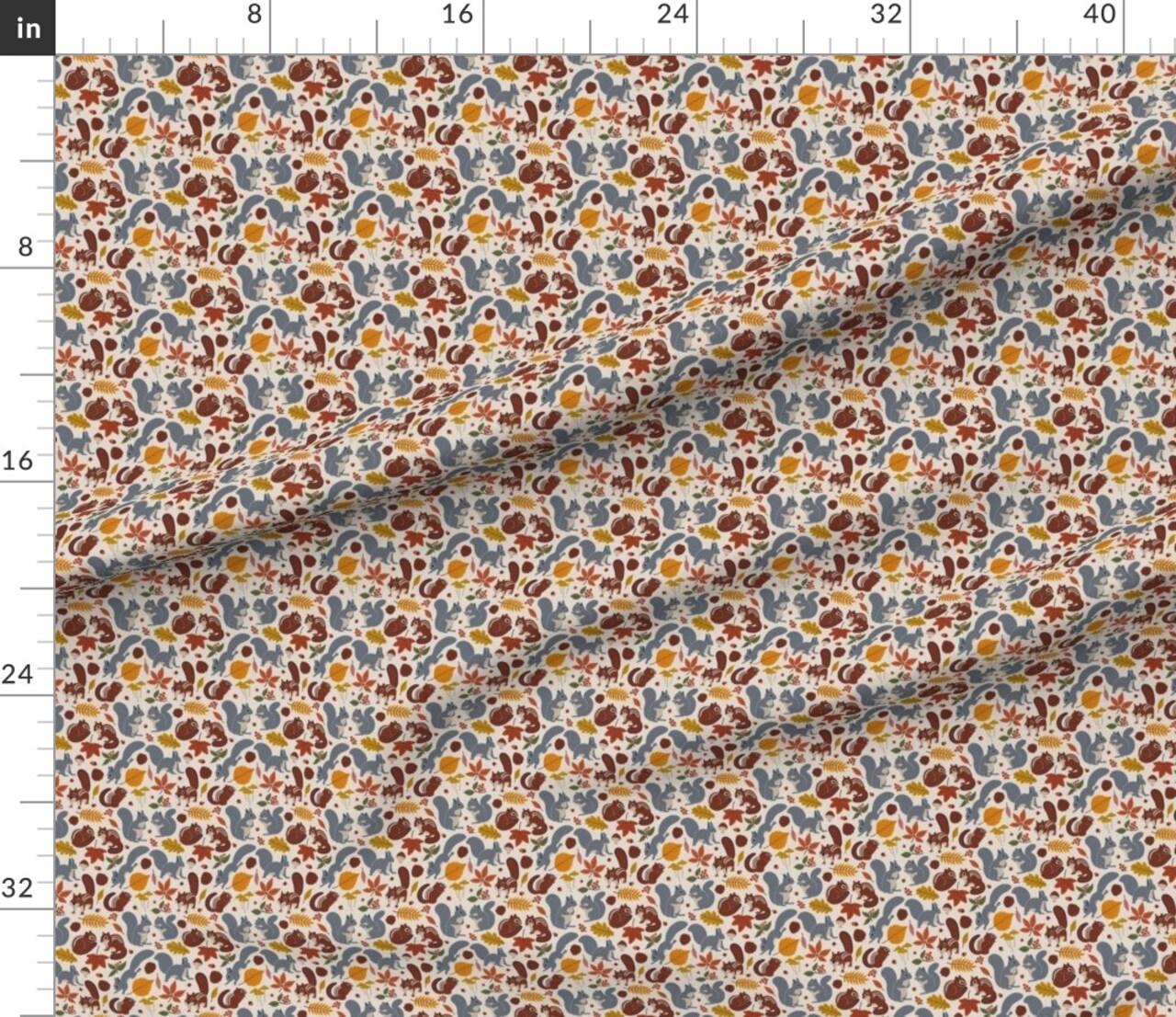 Various Fabrics by the Yard or Fat Quarter Autumn Squirrel Nature Acorn Mushroom Forest Chipmunk Woodland Creatures Leaves Fall Pinecones Wild Animals Berries Custom Printed Fabric by Spoonflower